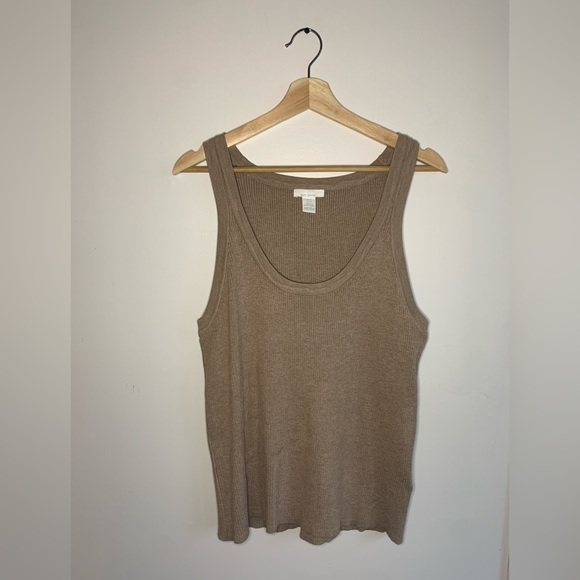 Tan knit rib tank XL - Picture 1 of 4